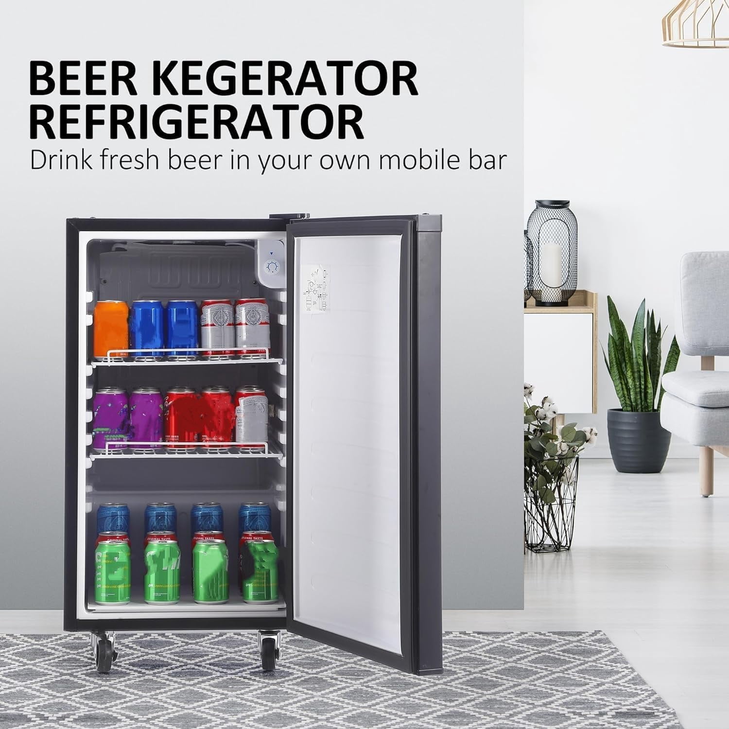 Beer Kegerator 61 Cubic Feet Dual Tap Draft Beer Dispenser With Fan Cooling Auto Defrost Full Size Keg Refrigerator With Shelves Stainless Steel Finish Temperature Control 170L For Home And Parties