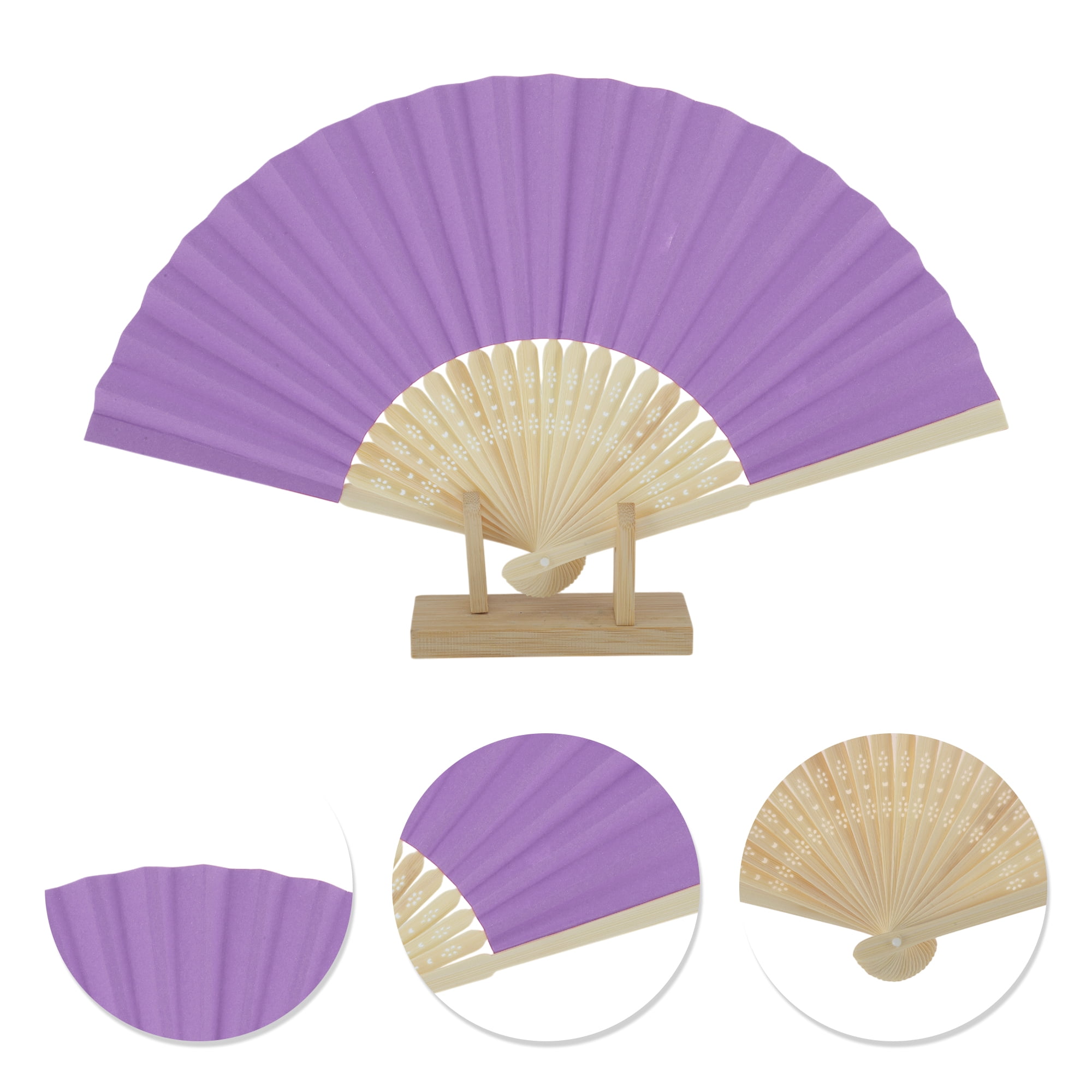 Unique Bargains Portable DIY 7-Inch Blank Folding Fan 1 Pc Purple