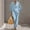 Sky Blue, variant on Morttic Women's Solid Color Chic Summer Travel Outfit – Minimalist Half Button Stand Collar Loose Batwing Sleeve Maxi Dress Black,S