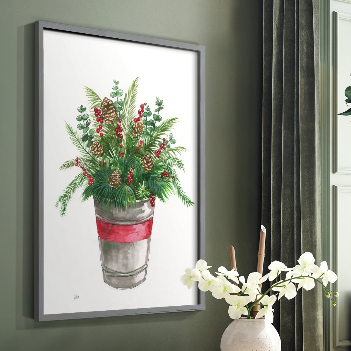 Winter Greens Framed Print - Solid Wood in Single Picture Frame Solid Wood 2 Framed Print
