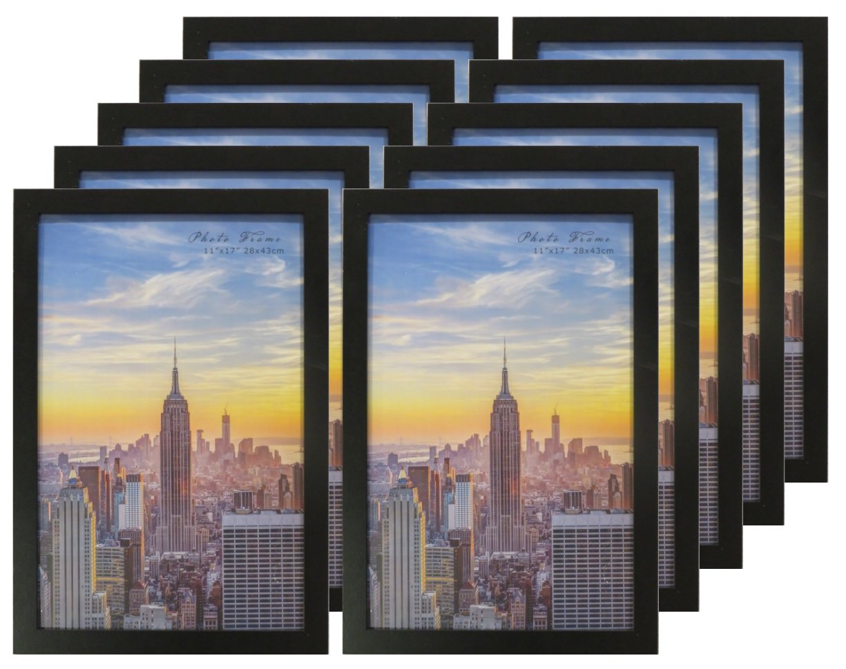 Frame Amo 11x17 Black Wood Picture or Poster Frame, 1 inch Wide Border