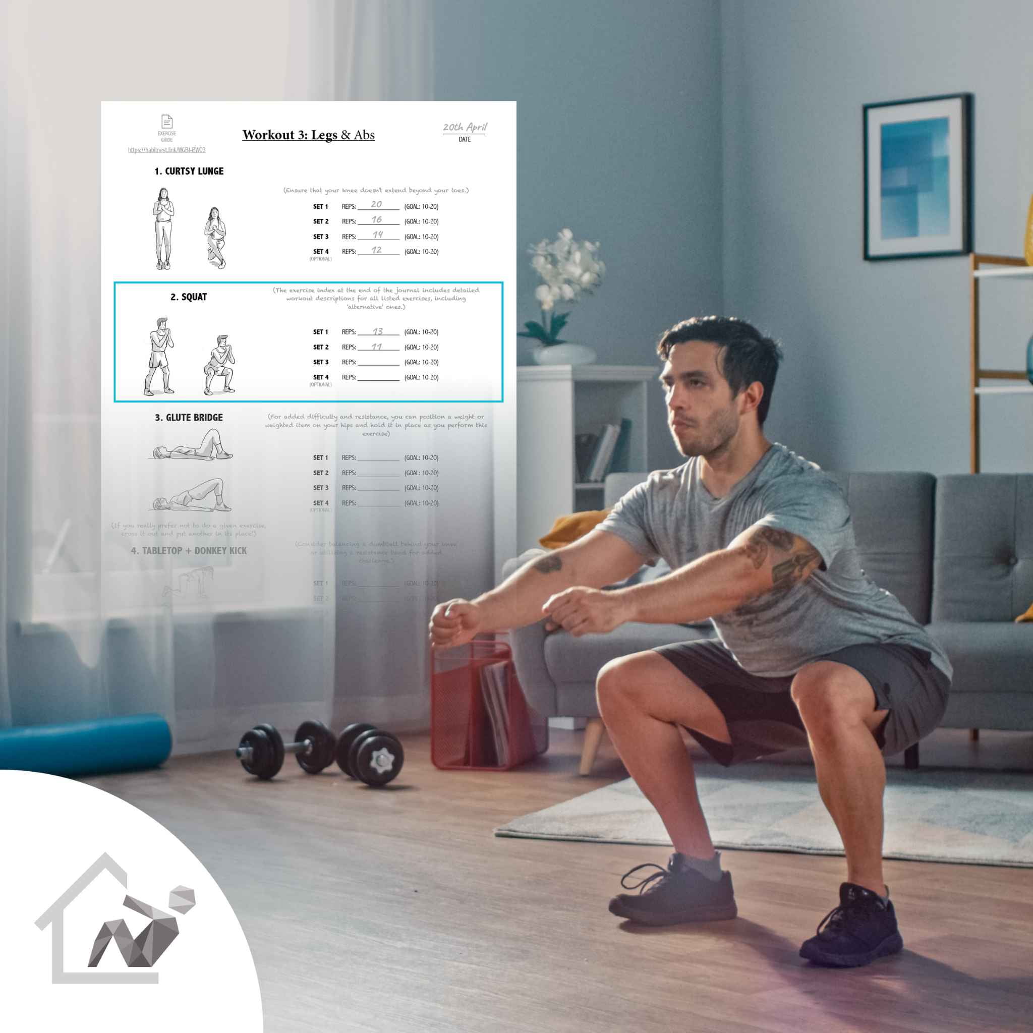 Habit Nest Journal Previews - Bodyweight Home Workout Journal