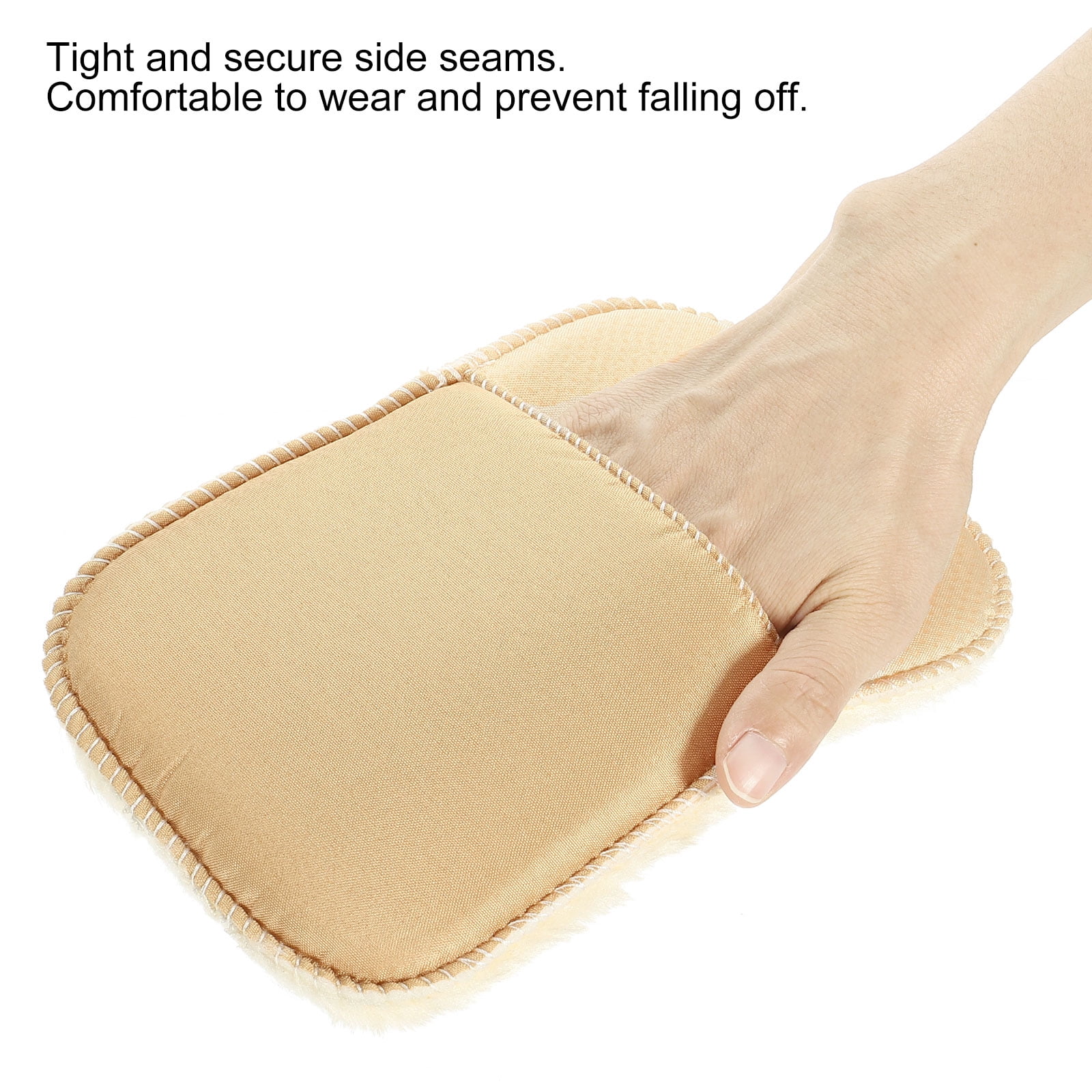 Unique Bargains Shoes Polishing Gloves Cleaning Shine Cloth for Leather Boot Yellow