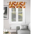 thumbnail image 2 of Thanksgiving Kitchen Curtain Valances for Windows Farmhouse Short Curtains, Fall Orange Pumpkin Maple Leaves Farmhouse Rod Pocket Valance Curtain for Bedroom Cafe Living Room 56"x16", 2 of 8