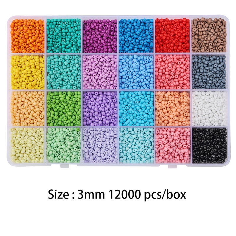 Kisor 12000pcs 3mm 24 Grid Glass Seed Beads for Bracelets Making Jewelry  Making and Crafts DIY Material 