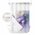 thumbnail image 2 of Lavender No Hook Shower Curtain Waterproof,Bathroom Curtains with Snap in Liners and See Through Top Window,Watercolor Purple White Floral Botanical Butterfly Hotel Bathtub Curtains Shower 72"Wx96"L, 2 of 8