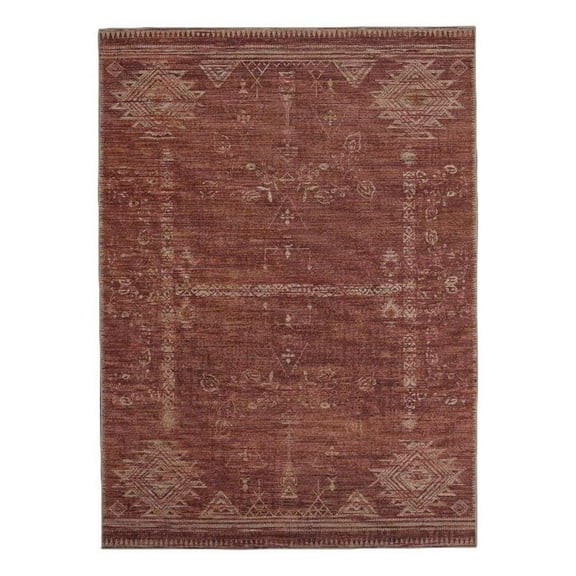 Linon Dillon Macon Brown and Ivory 5' X 7' Area Rug