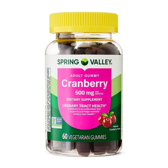 Spring Valley Cranberry Gummies Urinary Tract Support Dietary Supplement, 500 mg, 60 Count