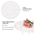 thumbnail image 4 of Villeston Outdoor Bistro Table and Chair set of 2, 3 Piece Outdoor Patio Set, Tulip Pattern Cast Aluminum Patio Bistro Set for Garden, Balcony, Poolside, Durable Rust All-Weather Resistance, White, 4 of 8