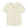 thumbnail image 5 of Asgosdo Womens Tops Short Sleeve Button Down Solid Color Loose Fit Blouses Basic Comfy Going Out Shirts, 5 of 5