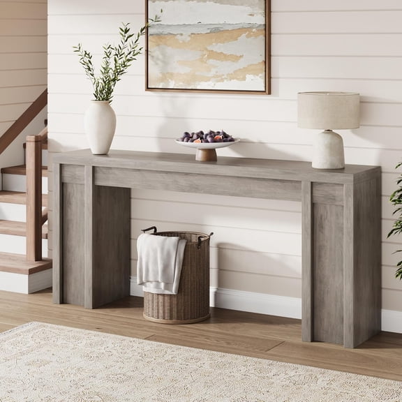 70" Console Table,Extra-Long Table Behind Couch,Modern Entryway Console Table with Thick Wood Design for Living Room,Hallway,Gray