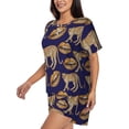 thumbnail image 3 of Womens Pajama Sets With Pocket, funny lip Leopard print blue Lounge Sets Short Sleeve Sleepwear PJ Sets for Women, 3 of 6