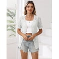thumbnail image 4 of Zeagoo Women's Short Sleeve Summer Cardigan V-Neck Button up Lightweight Hollow Out Sweater Cardigans Shrug, 4 of 6