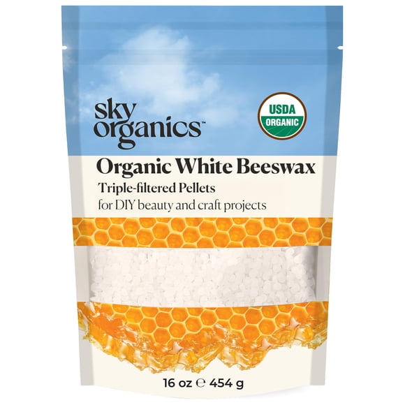Pellets de cera de abejas Sky Organics, color blanco orgánico, 473 ml
