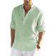 thumbnail image 1 of Blusa informal de algodón y lino para hombre, blusa holgada de manga larga, camisas elegantes para primavera y otoño, 2022, 1 of 4