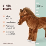 Bearington Blaze Plush Horse Stuffed Animal - 13.5 Realistic Stuffed Horses Plush Toys with Soft Brown Fur and White Hooves - Lifelike Cuddly Horse Plushies Gift for Kids, Toddlers and Animal Lovers
