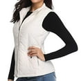 thumbnail image 4 of Atogsazn Women's Full Zip Fuzzy Fleece Jacket Casual Sleeveless Coat Lightweight Solid Color Puffer Tank Tops White L, 4 of 8