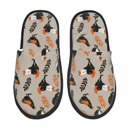 

House Slippers for Women and Men Painted Cute Chicken Leaves Comfy Fuzzy Bedroom Slippers Furry Home Shoes for Indoor Outdoor