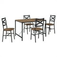 thumbnail image 1 of Walker Edison Ensemble de Repas en Fer à Repasser 5 Pièces avec Chaises en Brun, 1 of 6