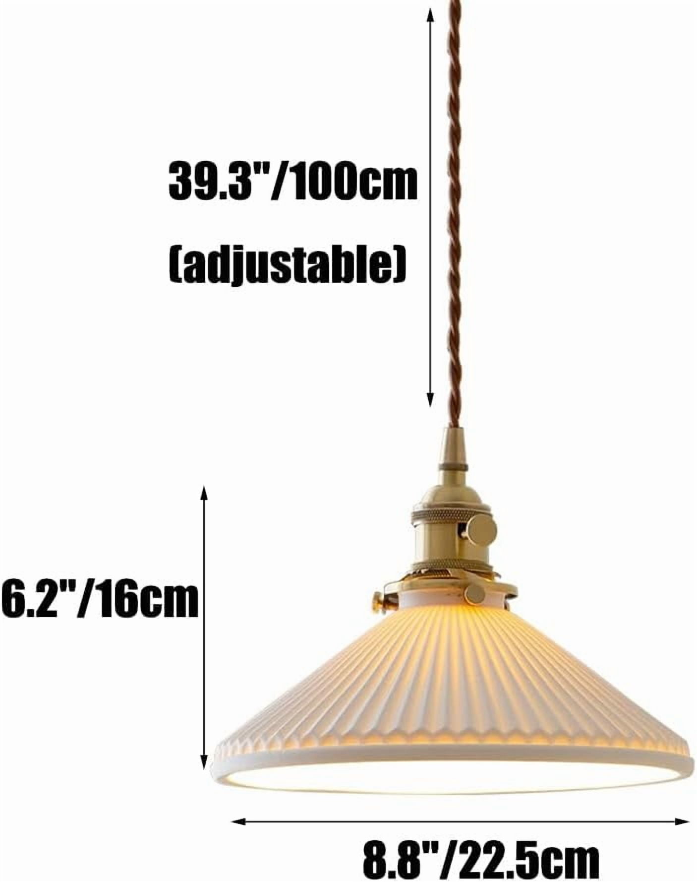 Japanese Style White Ceramic Pendant Lighting for Kitchen Island, Rustic Vintage Pendant Light Fixture for Dining Room, Retro Simple Pendant Lamp, Modern Farmhouse Pendant Light for Bar Over Table