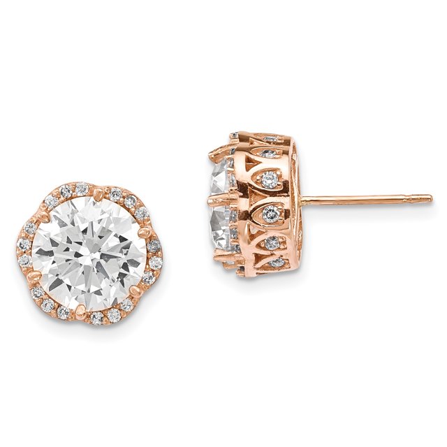 10k Rose Gold Cubic Zirconia Cz Stud Earrings