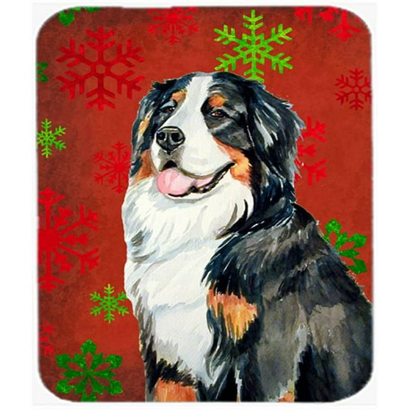 Bernese Mountain Dog Red Snowflakes Christmas Mouse Pad, Hot Pad Or Trivet - 7.75 x 9.25 In.