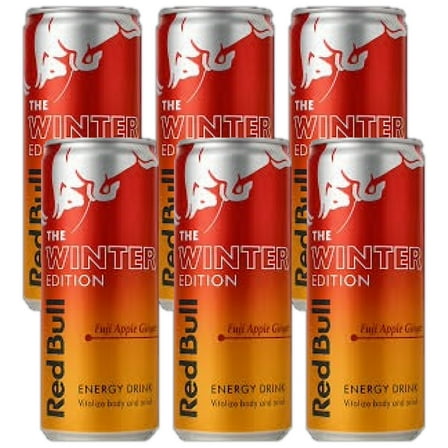 Red Bull Fuji Apple and Ginger Winter Edition Energy Drink, with 114mg Caffeine plus Taurine & B Vitamins, 12 Fl Oz, Pack of 6 Cans Repackaged By Shadow Cart
