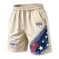 thumbnail image 3 of Dwelliawo 250th Anniversary Usa Shorts for Men Usa Flag Drawstring 4th Of July Shorts 1776 2026 Wide Leg Red Blue and White Independence Day Baseball Short Pants Beige M, 3 of 6