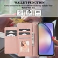 thumbnail image 4 of TECH CIRCLE Wallet Case For Galaxy A14 5G,Magnetic Flip Folio Stand Purse Case with Shoulder Wrist Strap Card Holder Cover Hidden Mirror Protective Cover for Samsung Galaxy A14 5G 6.6" 2023,Rosegold, 4 of 8