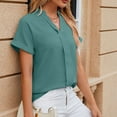 thumbnail image 4 of ameIAEA V Neck Blouses for Women Dressy Casual Work Shirts Roll-up Short Sleeve Business Tops, 4 of 6