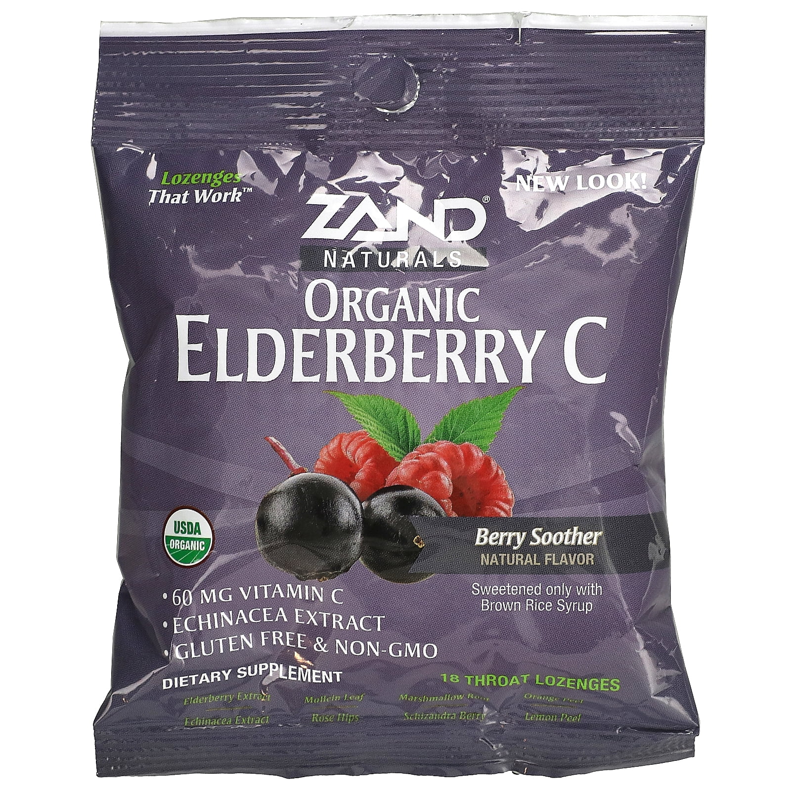 Zand Naturals, Organic Elderberry C, Berry Soother, 18 Throat Lozenges