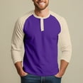 thumbnail image 6 of Hearthz Men's 3/4 Sleeve Baseball Raglan T-Shirts S-3XL,Big and Tall Henley Tops Cotton Sport Athletic Jersey Tee Shirt ,Purple XL, 6 of 7