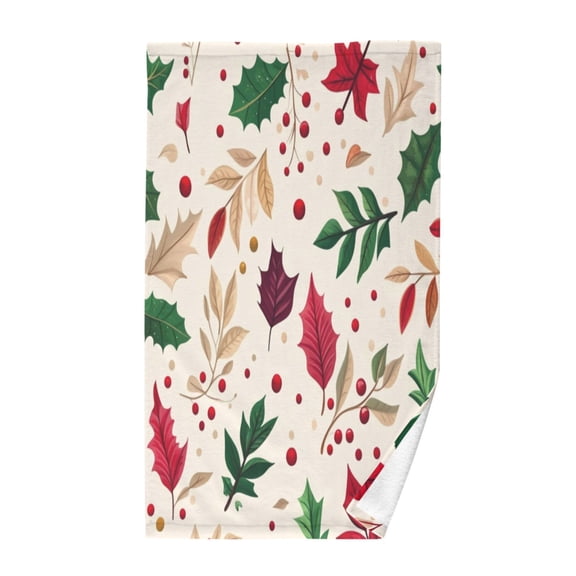 Pure Cotton Face Towel 16x28 Inches Hand Towel Bath Towel Hand Bath Towels Soft Good Water Absorption for Washing Face Wiping Face Cartoon Leaf Christmas Style