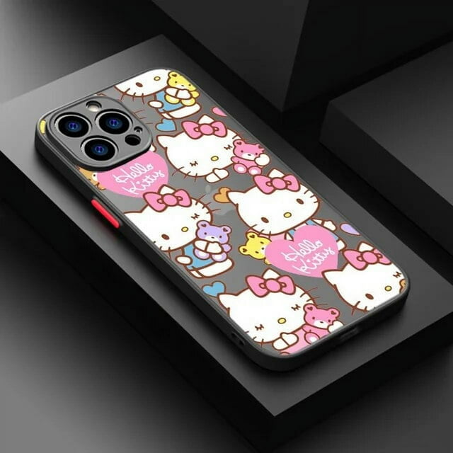 Cartoon Anime Cat Hello Kitty For Apple iPhone 14 13 12 11 XS Mini Pro Max 8 7 6S 6 XR X Plus Frosted Translucent Phone Case ZR