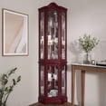 thumbnail image 2 of BELLEZE Loraine Canted Front Lighted Corner Curio Cabinet With 5 Tier Shelves, Cherry, 2 of 7