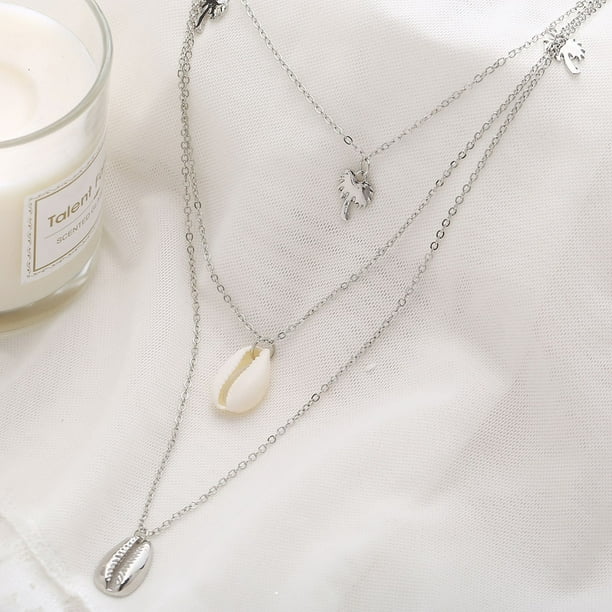 Collar para mujer, joyería para mujer, collar de metal con cuentas multicapa y árbol, joyería para mujer, collar de aleación