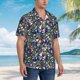 thumbnail image 3 of Balery Purple-Gold Triangles Camisas hawaianas de manga corta para hombre, camisas playeras de corte holgado, camisas de vacaciones con botones,XX-Large, 3 of 7