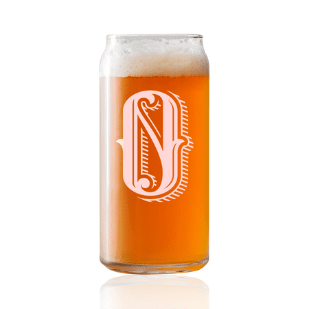 Monogram O | 20oz Beer Can Glass | Laser etched, dishwasher safe,  Made in the