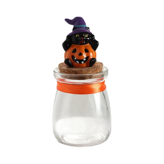 MOQIN Halloween Glass Pumpkin Jar with Lid, Halloween Candy Bowl Cute Snack Jar Crystal Candy Dish for Home Decoration Centerpieces Wedding Party
