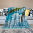 thumbnail image 2 of JRXY Palm Tree Hawaiian Ocean Beach Print Flannel Throw Blanket Lightweight Bed Throw for Adults White, 2 of 6