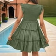thumbnail image 4 of Dresses for Women 2026 Plus Size Fashion Solid V-neck Ruffled Dress, 4 of 5