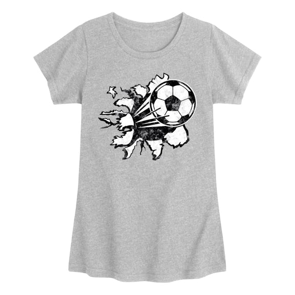 Instant Message - Soccerball Shirt Tear - Youth Girls Fitted Short Sleeve T-Shirt