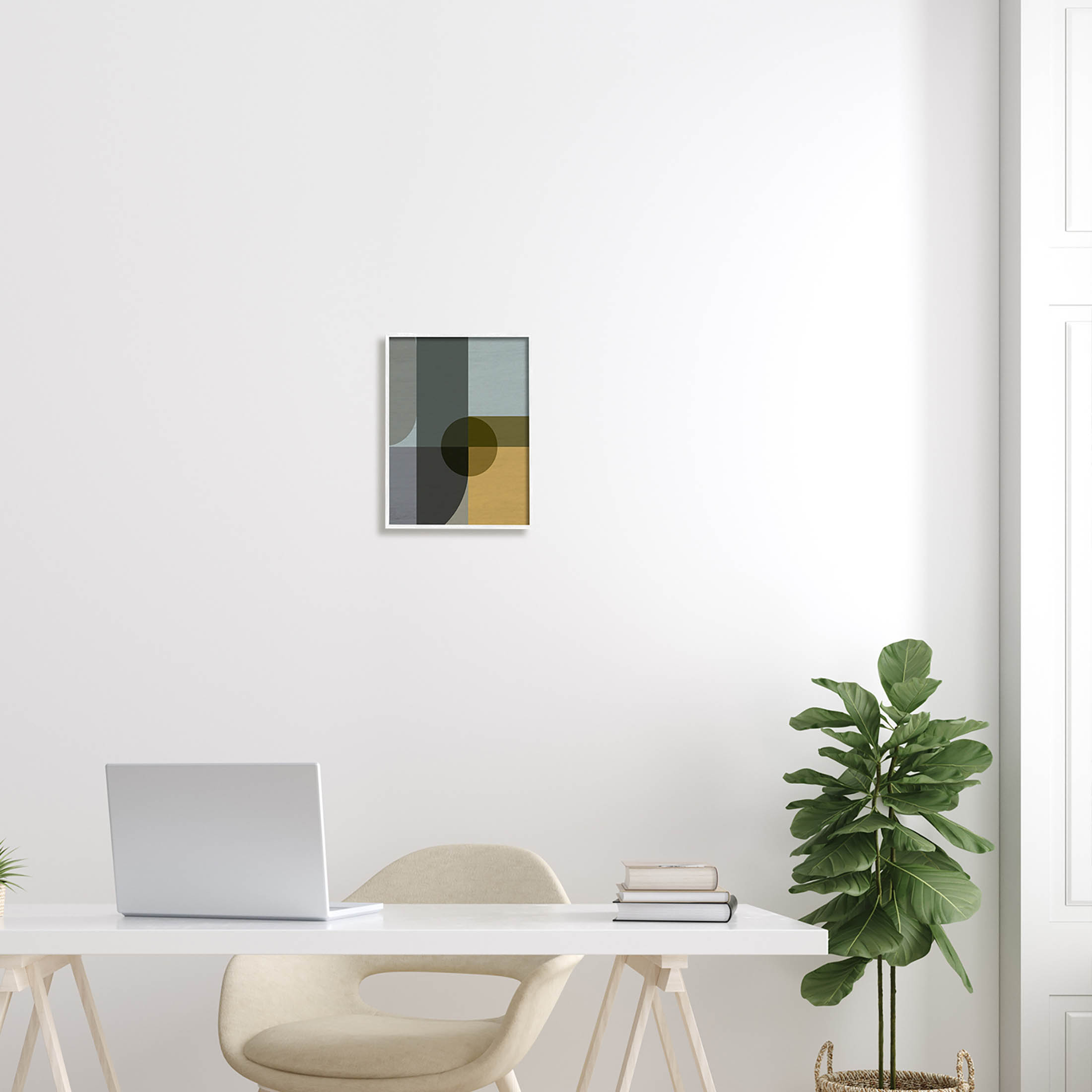 Geometric Arched Contemporary Shapes Abstract Graphic Art White Framed Art Print Wall Art