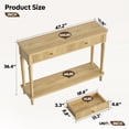 thumbnail image 6 of Bestier 47" Entryway Table with 2 Fluted Drawers, Narrow Console Table with Open Shelf, Behind Couch Table with Storage for Living Room, Foyer, Hallway, Natural Oak, 6 of 10
