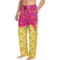 thumbnail image 2 of Uemuo Red Ice Cream Pattern Men's Wide Leg Palazzo Lounge Pants with Pockets Light Weight Loose Comfy Casual Pajama Pants-XX-Large, 2 of 9