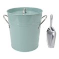 thumbnail image 1 of Round Ice Bucket Multipurpose Safe Galvanized Ice Buckets with Lid and Ice Shovel for Bar Restaurant Party Blue, 1 of 4