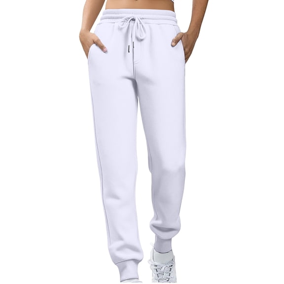 Lumtrix Sweatpants Women Fall Fashion 2026 Baggy Joggers Workout Lounge Lightweight Comfy High Waisted Athletic Sweat Pants With Pockets White M