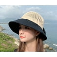 thumbnail image 6 of CoCopeaunts Women's Straw Bucket Hats Beach Sun Hats Straw Fisherman Hat Breathable Windbreak Rope Cute Bow Straw Cap for Vacation, 6 of 8