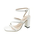 thumbnail image 2 of Womens Peep Toe Pumps Shoes Chunky Block Heels Strapy High Heels Fashion Ladies Dress Shoes, 2 of 8