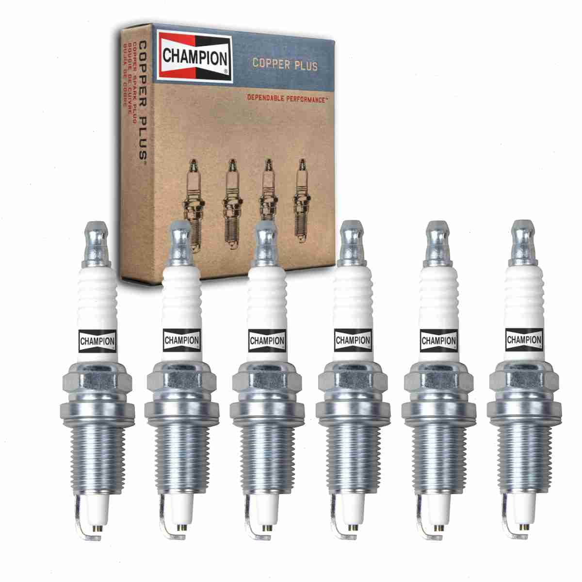 6 pc Champion Copper Plus Spark Plugs compatible with Jeep Wrangler  L6  1999-2006 Ignition Wire Secondary 